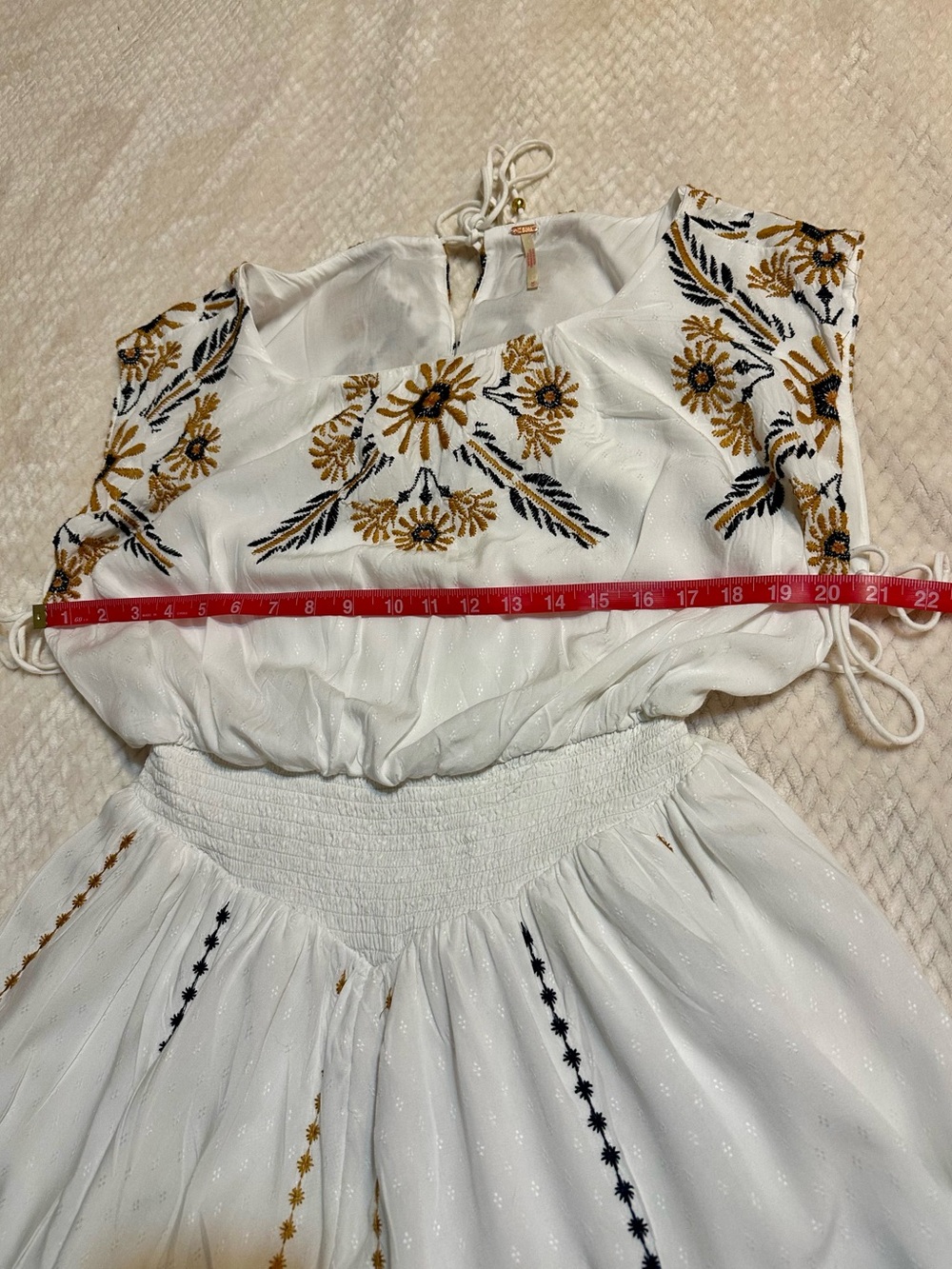 Free People Catalina Embroidered Romper Ivory Boho Size M - Picture 9 of 13